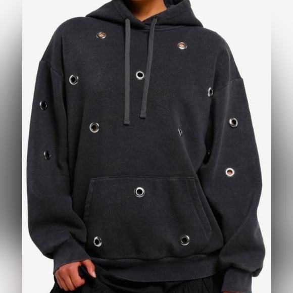 Teddy Fresh Other - Teddy Fresh Black Pullover Unisex Hoodie Grommet Accents Streetwear Style Size L